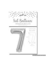 Ballunar Number 7 Silver Foil Balloon 65cm