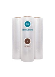Markq [3 Rolls] Clear Stretch Film Wrap - 500mm x 250m Heavy Duty Plastic Shrink Wrap for Pallet Wrap, Packing, Moving and Packaging - Cling Wrap