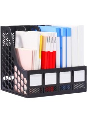 Generic Large Space Magazine File Holder Organizer Box With 4 Vertical Compartments, Desktop, File Documents