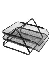 Lavish Desk Deposit Tray 2 Layer, A4 Letter Paper Document Wire Mesh Storage Organizer, Black