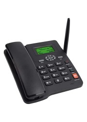 هاتف أرضي مع راديو FM ودعم GSM - فتحة بطاقة SIM، معرف المتصل، وظيفة حر اليدين، نطاق رباعي، متوافق مع الرسائل القصيرة - هاتف لاسلكي للمنزل والفندق والمكتب (أسود)