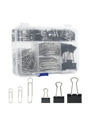 Binder Clips Paper Clips Assorted Sizes 340pcs Black Binder Clips Jumbo Paperclips Set Large Paper Clips for Office School Supplies Binder Paper Clips in Container with Compartments