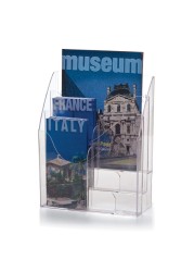 Officemate MultiUse Literature Holder 6 Pockets for 4125 Inch Wide Leaflets or 3 Pockets for Letter Size Sheets or Folders Clear 22914