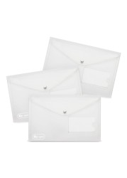 Agoer Plastic Envelopes 24 Pack Clear Plastic Poly Envelope with Button Snap Closure A5 Clear Plastic Folders for Documents Plastic File Bag Filing Envelopes for School Work Office Organization