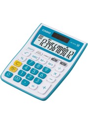 Casio MJ-12VCb-BU 300 Steps Check &amp; Correct Colourful Desktop Calculator (Blue)