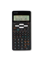 Sharp EL-531TGBBW 12-Digit Scientific/Engineering Calculator with Protective Hard Cover, Battery and Solar Hybrid Powered LCD Display, Great for Students and Professionals, Black,Black and White