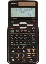 Sharp EL-W516TBSL 16-Digit Advanced Scientific Calculator with WriteView 4 Line Display, Battery and Solar Hybrid Powered LCD Display, Black &amp; White, Black and Silver, Model Number: ELW516TBSL, Large