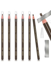 6 Piece Dark Brown Waterproof Eyebrows Pencil Tattoo Makeup And Microblading Supplies KitPermanent Eye Brow Liners In 5 Colors Waterproof Eyebrow Pencils Peel Brow Pencil Set For Marking
