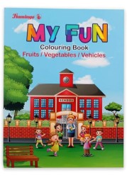 Flamingo Coloring Book: 64 Pages - Fruits, Vegetables, Vehicles