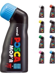 POSCA - Uni Mitsubishi Pencil - MOP&#39;R Marker - Round Tip XXL 3-19 mm - Ergonomic Shape, Semi-Rigid Body - Water-Based Paint Marker - All Holder - Light Blue