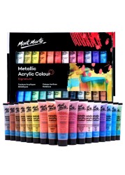 MONT MARTE Premium Metallic Acrylic Paint Set 24 x 102 Ounce Pack of 24 36ml Tubes 24 Colors