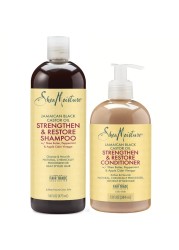 Shea Moisture Jamaican Black Castor Oil Clarifying Shampoo Conditioner Strengthen Restore SulfateFree Shampoo Conditioner Set with Shea Butter ACV and Peppermint Oil for Hair 2 Piece Set