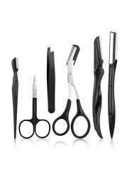Eyebrow Kit Studio NAZQAT Multipurpose Grooming For Women Men For Trimming Shaping And Exfoliating Includes Tweezers Razor Tools Scissors Pack of 6