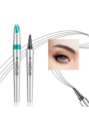 Microblading Eyebrow Pen Eyebrow Pencil with 4Prong MicroForkTip Applicator Liquid Waterproof Eyebrow Pencil for Women Creates Natural Looking Brows Effortlessly Dark Brown