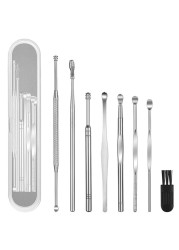 8 Pcs Ear Pick Earwax Removal Kit, Geengle Ear Cleansing Tool Set, Ear Curette Ear Wax Remover Tool with a Cleaning Brush and Storage Box
