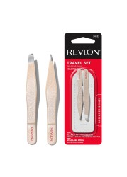 Revlon Designer Series Mini Tweezer Set Hair Removal Tool Kit With Mini Slanttip and Point Tip Tweezers Portable and Easy to Use Made With Long Lasting Stainless Steel 1 count