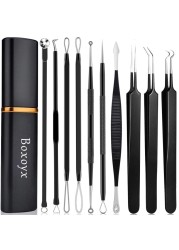 Pimple Popper Tool Kit Boxoyx 10 Pcs Blackhead Remover Comedone Extractor Kit with Box for Quick and Easy Removal of Pimples Blackheads Zit Removing ForeheadFacial and Nose Black