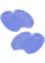 Pack of 2 Shower Foot Scrubber Mat Back Washer Back Exfoliating Bath Wash Pad Wall Mounted Slip Suction Cups Foot Scrubber for Use in Shower Cups Foot Cleaner for Men and Women&quot; Blue