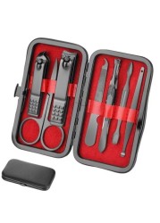 EasyLife 7 In 1 Stainless Steel Professional Pedicure And Manicure Grooming Kit With Leather case