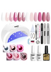 Vishine SUNOne 48 W LED UV Lamp Complete Set Nail Polish SemiPermanent Nail Dryer 6 Colours Gel Top Base Coat Complete Set Manicure Tool Accessories Nail Art Set C001