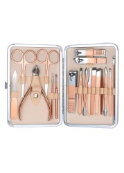 Generic 18-Piece Manicure Pedicure Tool Set With Case, Rose Gold/Silver