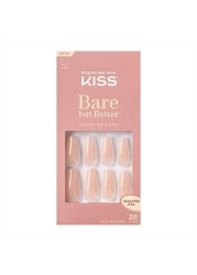 KISSBare but Better Press On Nails Nail glue included Nude Drama Nude Long Size Coffin Shape Includes 28 fake nails pink gel nail glue net wt 2g 7 oz mini file and manicure stick