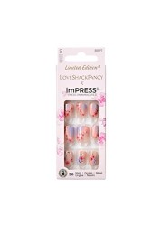 imPRESS KISS LoveShackFancy x PressOn Manicure Limited Edition Style Sunkissed Peach Short Square Pink PressOn Nails Includes Prep Pad Mini Nail File Cuticle Stick 30 Fake Nails