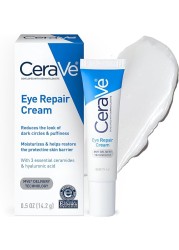 CeraVe Eye Repair Cream Under Eye Cream for Dark Circles and Puffiness Delicate Skin Under Eye Area with Hyaluronic acid and Ceramides Non-comedogenic, Fragrance Free 0.5Oz, 14 ML
