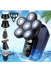 5-in-1 Electric Head Shaver for Bald Men &ndash; Cordless Men&rsquo;s Electric Razor, Bald Head Shaver, and Grooming Kit for Sensitive Skin, Wet/Dry Use