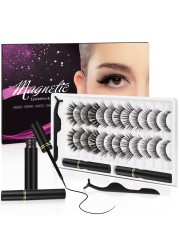 3D Natural Magnetic Eyelashes with Eyeliner Kit, Lightweight Lashes Natural Look, 12 Pairs False Lashes Kit, No Glue Needed Reusable Easy to Use (12 Pair)