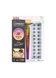 KISS imPRESS Falsies False Eyelashes Lash Clusters Natural 12 mm Includes 20 Clusters 1 applicator Contact Lens Friendly Easy to Apply Reusable Strip Lashes