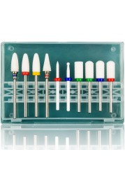 Feecy Nail Drill Bits Set Ceramic for Acrylic Nails Gel Polish Professional 332 Inch Efile Nail Drill Bits Kit for Cuticle Safety Barrel Nail Art Tools with Holder 10pcs S10C