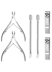 SHEHARUHI 6 Pcs Cuticle Trimmer Cuticle Pusher Stainless Steel Cuticle Nipper Cuticle Remover Tool Kit Professional Cuticle Cutter for Fingernails and Toenails Manicure Pedicure Set