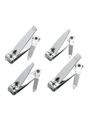 4 Pcs Nail Clippers for Fingernails and Tonenail by QLL - Swing Out Nail Cleaner/File - Sharpest Stainless Steel Clipper - Wide Easy Press Lever - Nail Cutter