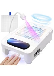 Nail Dust Collector- 4 in 1 Nail Dust Collector for Acrylic Nails- Nail Drill 35000 RPM -Dust Collector -with Baking Lamp and Nail Lamp-GLHDDL-Suitable for Nail Salon and Home DIY (3 in 1)