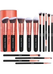 BS-MALL Makeup Brushes Premium Synthetic Foundation Powder Concealers Eye Shadows Makeup 14 Pcs Brush Set Rose Golden