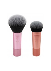 Real Techniques Mini Brush Duo For Foundation Blush 2 Piece Set