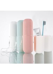Toothbrush Travel Case Set, 2-in-1 Storage Cups with Cover, Secure Seal Containers, Portable Holder for Toothpaste and Makeup Brushes, 3 Piece Family Kit White Pink Green