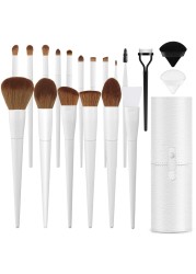 Makeup Brushes With Case 20PCs Professional Makeup Brush Set Foundation Powder Eyeshadow Brush Set Eyebrow Concealer Contour Travel Brushes Kit with Holder 2 Powder PuffWhite