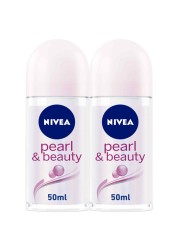 NIVEA Antiperspirant Roll-on for Women Pearl &amp; Beauty 50ml Pack of 2