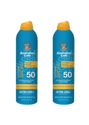 Australian Gold Extreme Sport Continuous Spray Sunscreen SPF 50 Broad SpectrumSweat Water ResistantNonGreasyOxybenzone FreeCruelty Free Sport New Coastal Breeze 6 Oz 2 Pack