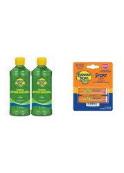 Banana Boat Soothing After Sun Gel with Aloe Twin Pack 16oz each &amp; Sport Ultra SPF 50 Lip Sunscreen Twin Pack Travel Size Sunscreen for Lips 2 Pack