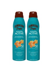 Hawaiian Tropic Everyday Active Spray Sunscreen SPF 50 6oz Hawaiian Tropic Sunscreen SPF 50 Sunblock Oxybenzone No Sunscreen Spray On Sunscreen Body Sunscreen Spray SPF 50 6oz each Twin Pack