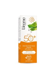 Lirene Protective Face Cream with 100% Aloe Vera Water, SPF 50+ - Light Formula - Perfect Makeup Base - High Protection - 50ml