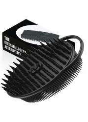 Avilana Style 3 2in1 Exfoliating Silicone Body Scrubber Shampoo Brush Scalp Massager Hygienic Shower Loofah Sponge Alternative for Deep Clean Soft Skin