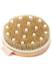 Dry Brushing Body Brush for Lymphatic Drainage Cellulite Round Dry Brush for Body Natural Bristle Body Brush for Showering Skin Brush for Dry Brushing Bath and Exfoliating