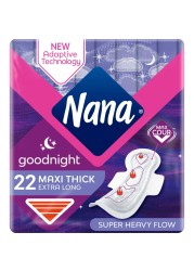 Nana Night Maxi Sanitary Pads with Wings Extra Long and Thick 22 Pads