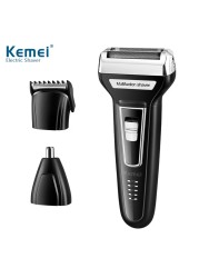 KEMEI-3 in 1 Electric Razor for Men USB Rechargeable Nose Hair Trimmer Men&#39;s Electric Shaver Machine Salon Tool