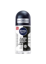 NIVEA MEN Black &amp; White Invisible Antiperspirant Roll-On Deodorant, Original, 72H Active Protection, 50ml