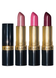 REVLONLipstick Set Super Lustrous 3 Piece Gift Set High Impact Moisturizing Cream Finish in Pink Plum Berry Pack of 3
